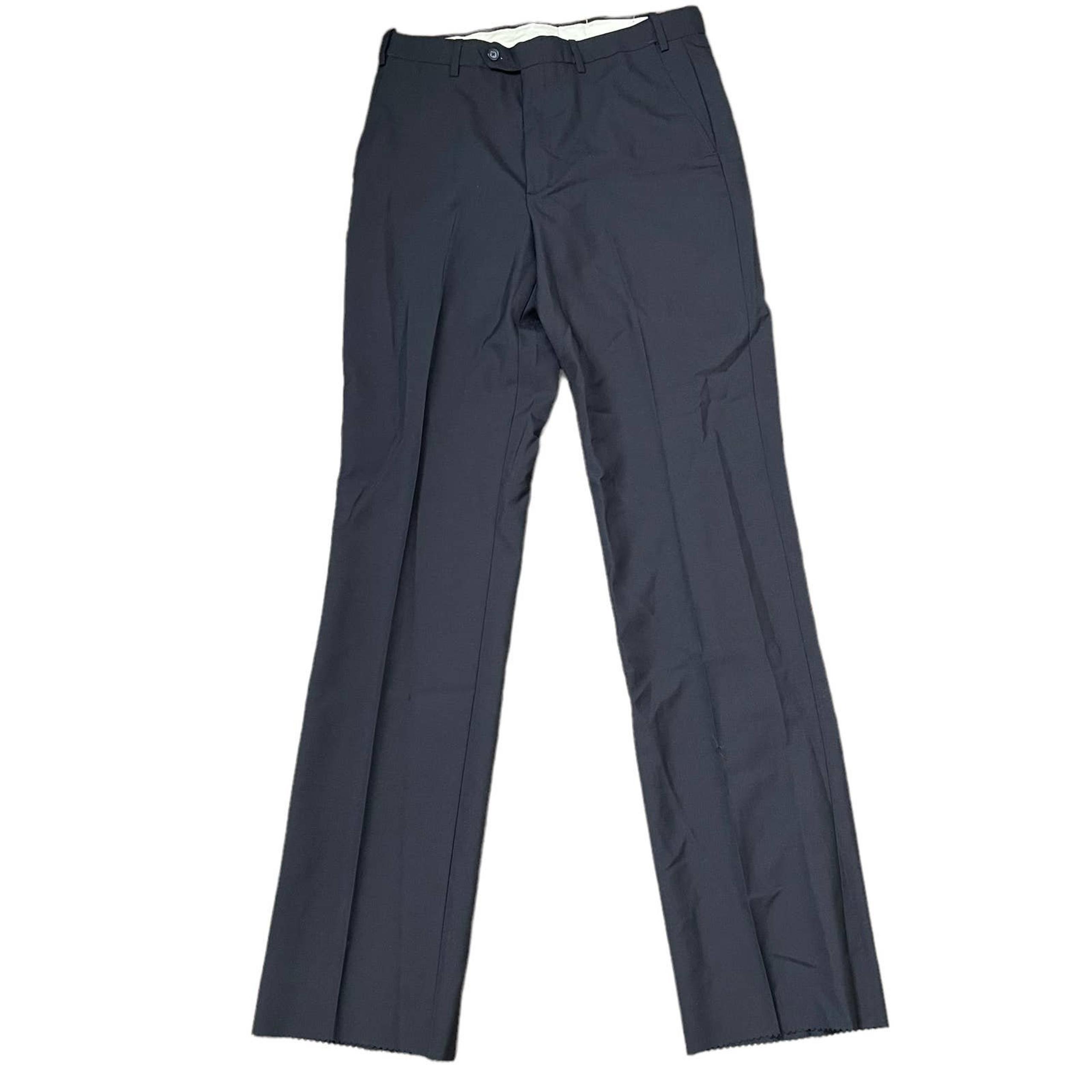 Berle Basics Mens Dress Pants Size 34 Unfinished Black Wool Blend Flat Front