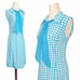 1960s Shift Dress 60s Vintage Mod Sky Blue White Gingham Checkered Small Summer