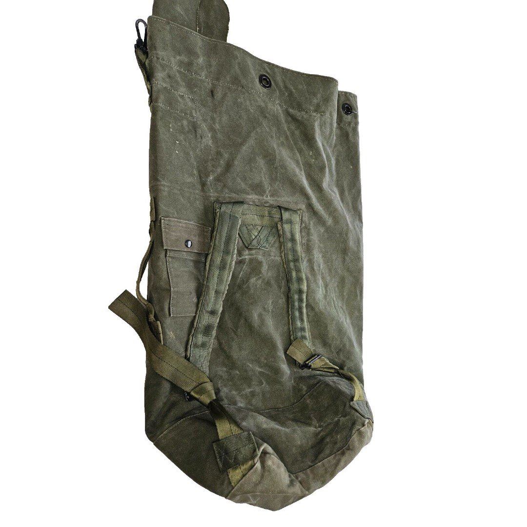Vintage US Military Duffel Backpack Bag Canvas Olive Color, USA Military Mag