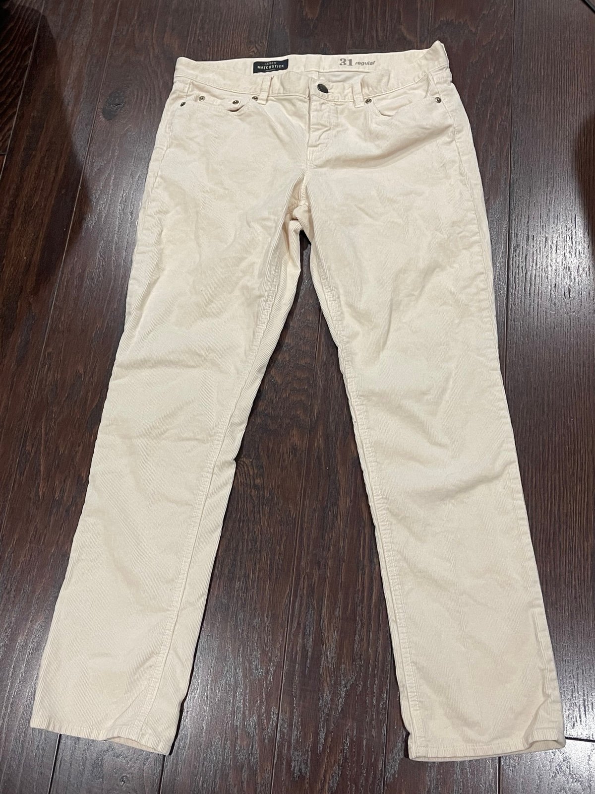 J. Crew Matchstick Women Size 31 Ivory Corduroy Pants