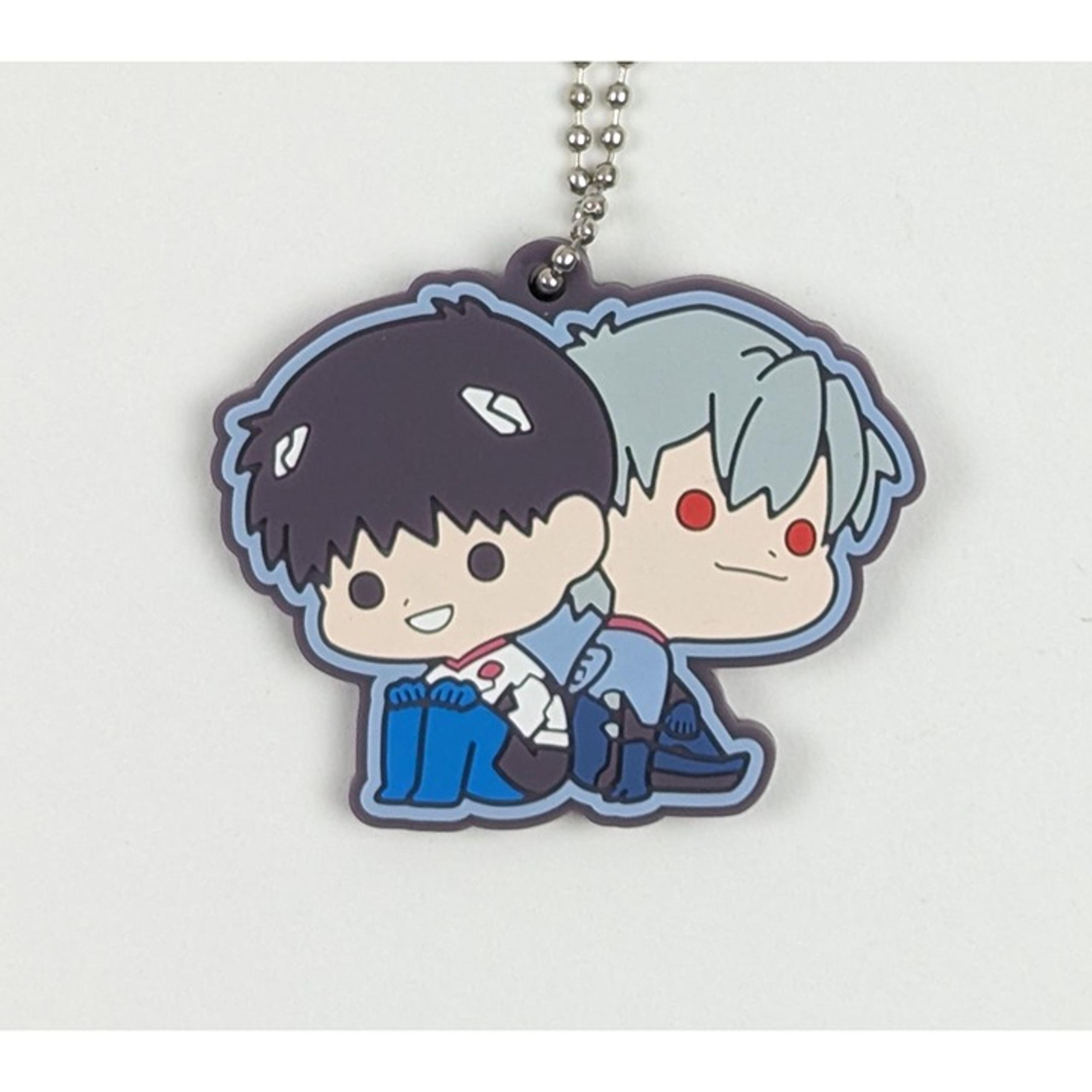 Evangelion: 3.0 Kaworu Nagisa Shinji Ikari Keychain Rubber Strap Bandai