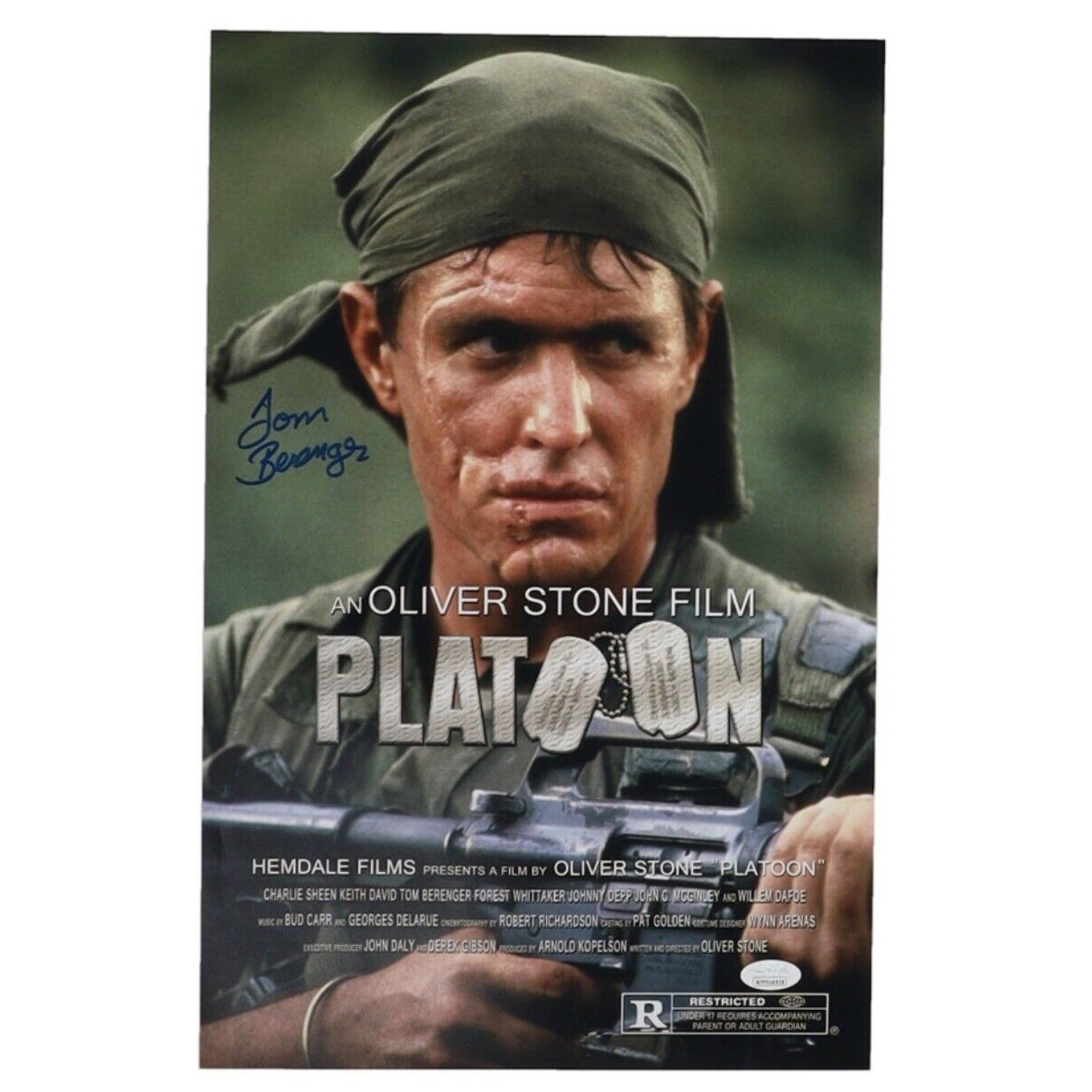 Tom Berenger Sgt Barnes Platoon Signed Autographed 11x17 Custom Framed Photo JSA