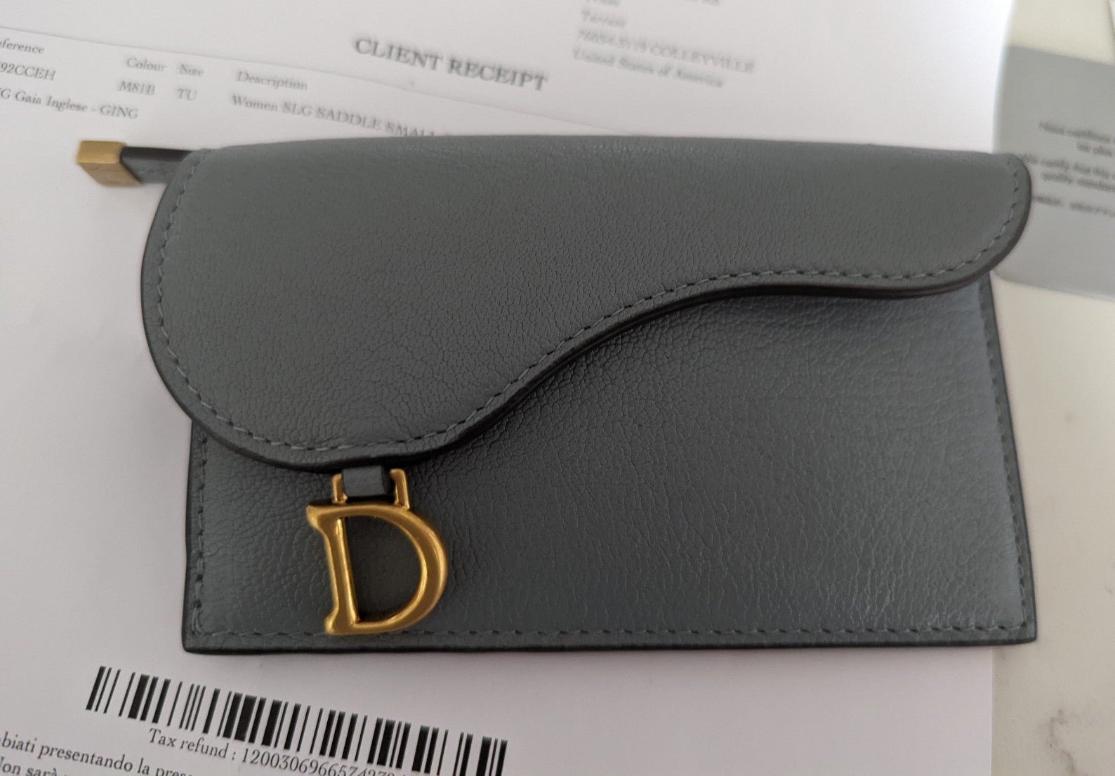 Brand new never used DIOR saddle flap compact zipped card holder