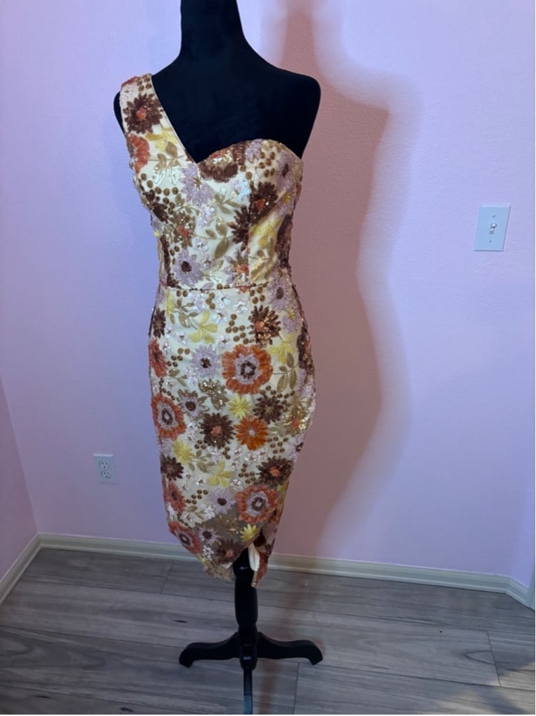 Women's Dress the Population Beige Floral Dress Size S