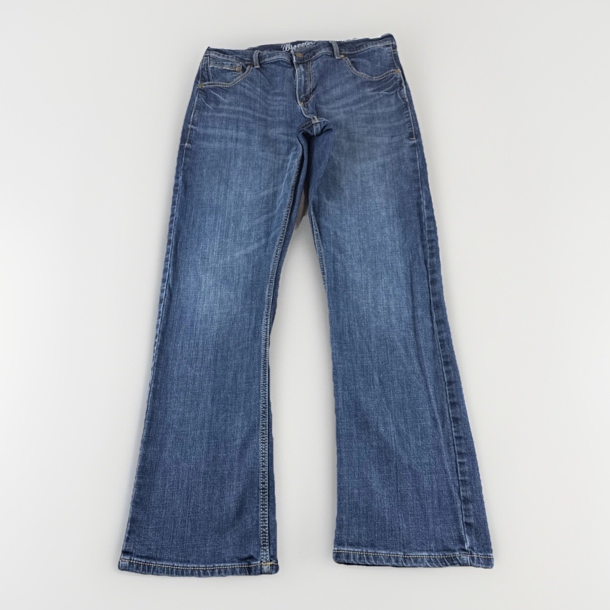 Wrangler Retro Slim Boot Jeans Mens 34x34 Blue Denim Pants Cowboy Western Rodeo
