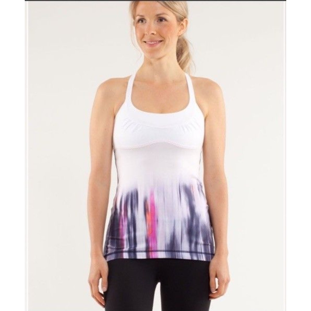 LULULEMON Scoop Me Up Women's Tank Top Mirage Deep Indigo / White size 6, NWT