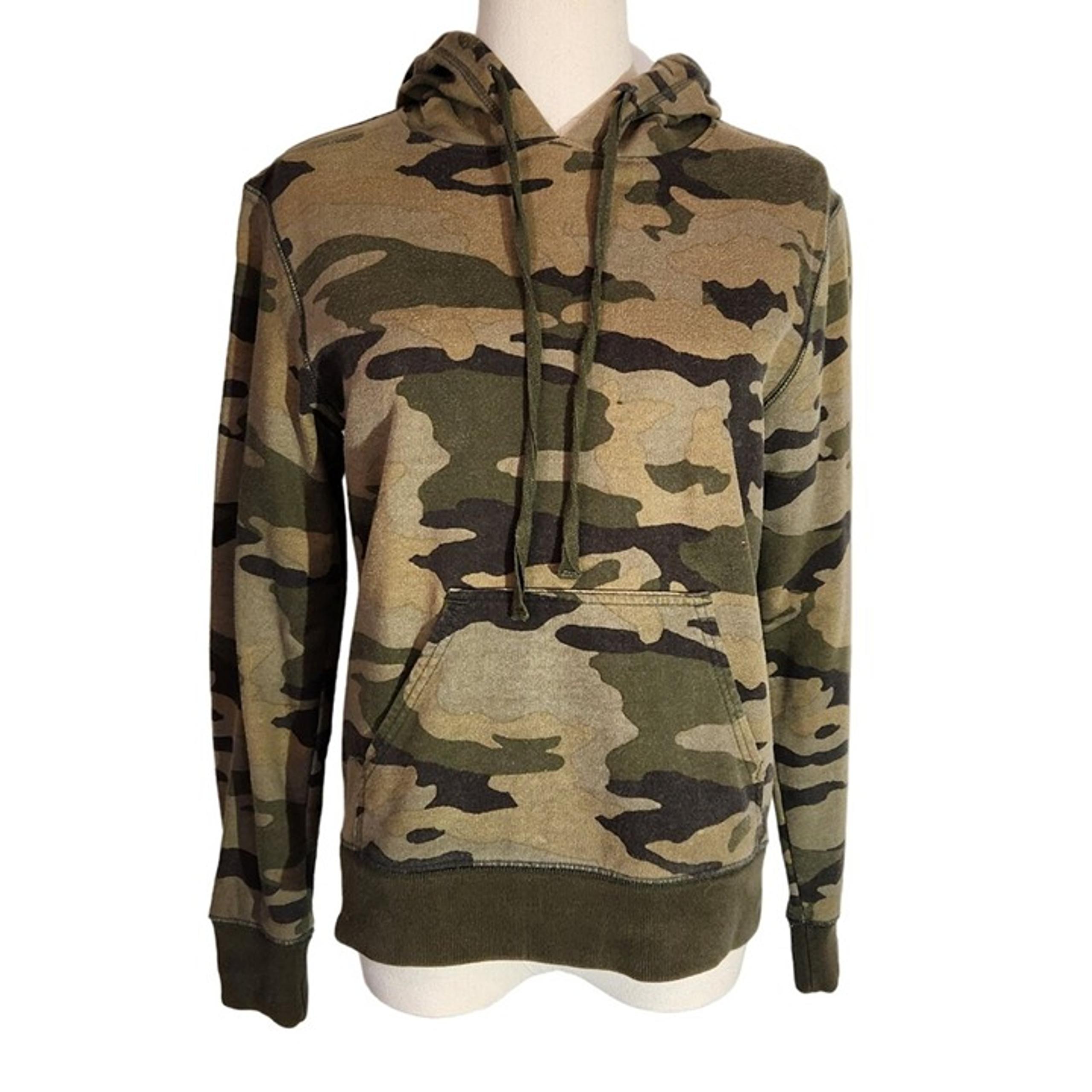 J. Crew 100% Cotton Green Camouflage Pullover Hoodie Women's Size XS