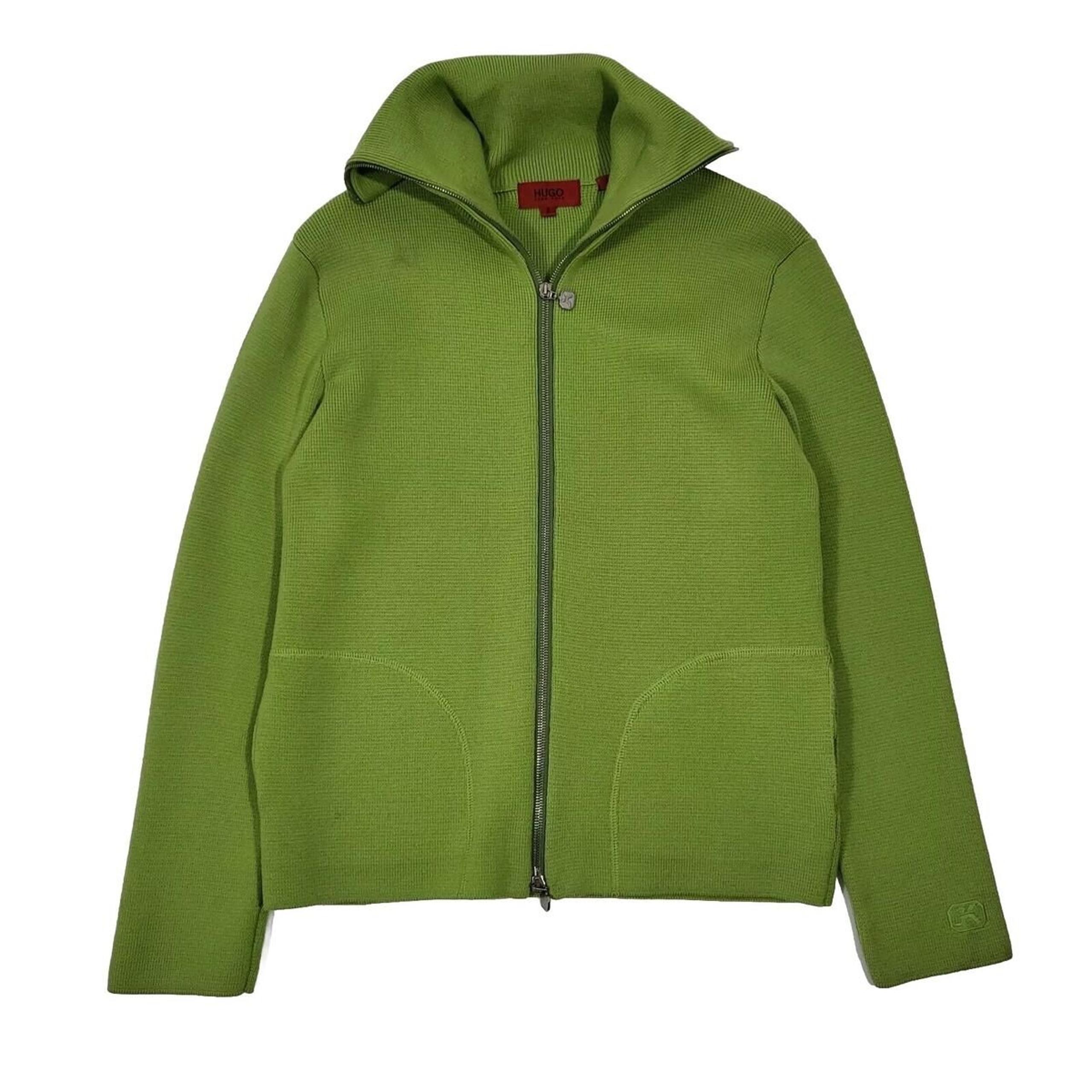 Green Full Zip Turle Neck Sweater Virgin Wool Jacket Size Small Womens - Hugo Boss