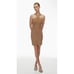 NWT Babaton Gold Camel Sculpt Knit Halter Criss Cross Strap Sweater Womens Dress
