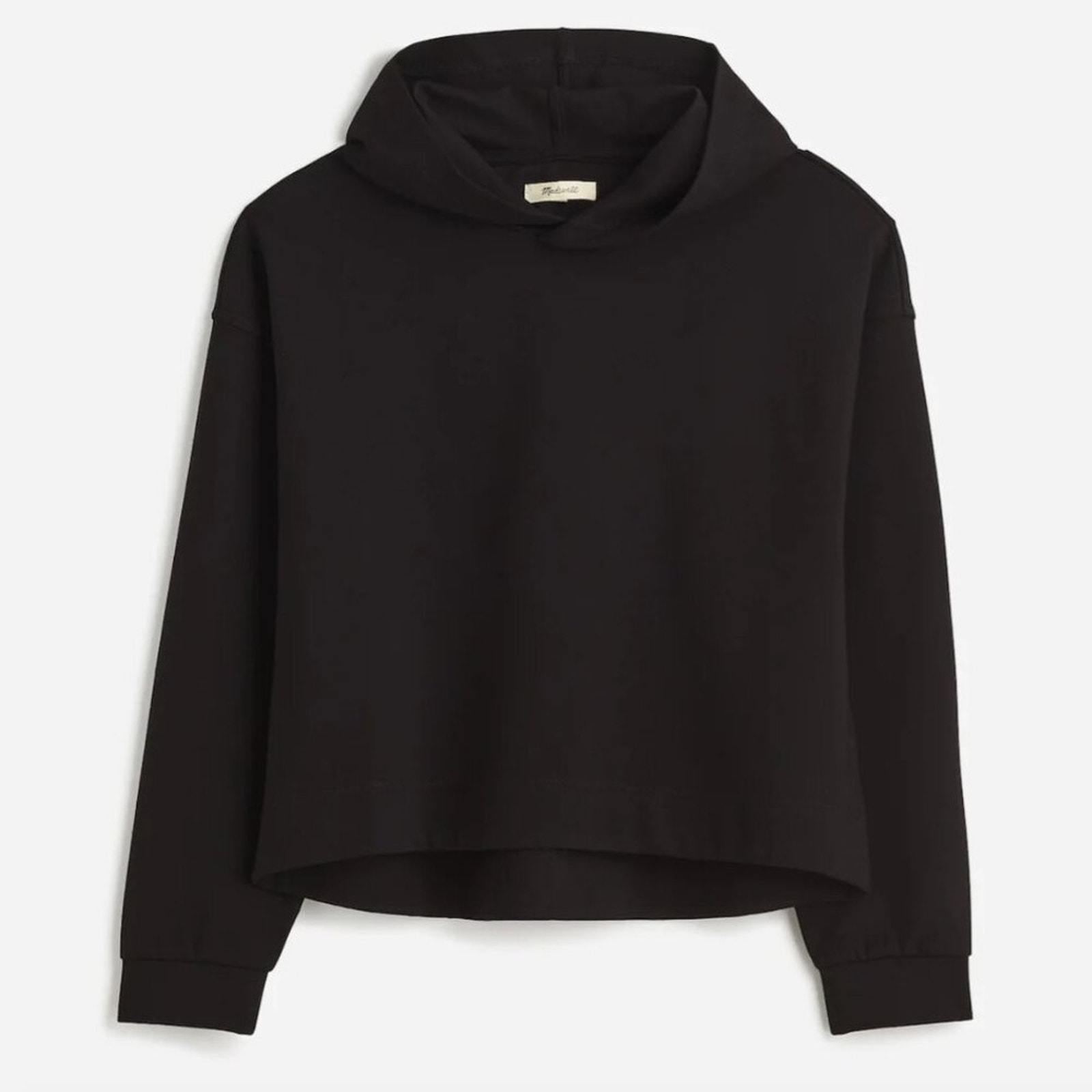 Madewell Sweatshirt Womens Ponte Hoodie Cropped Layer Black Size Small NEW