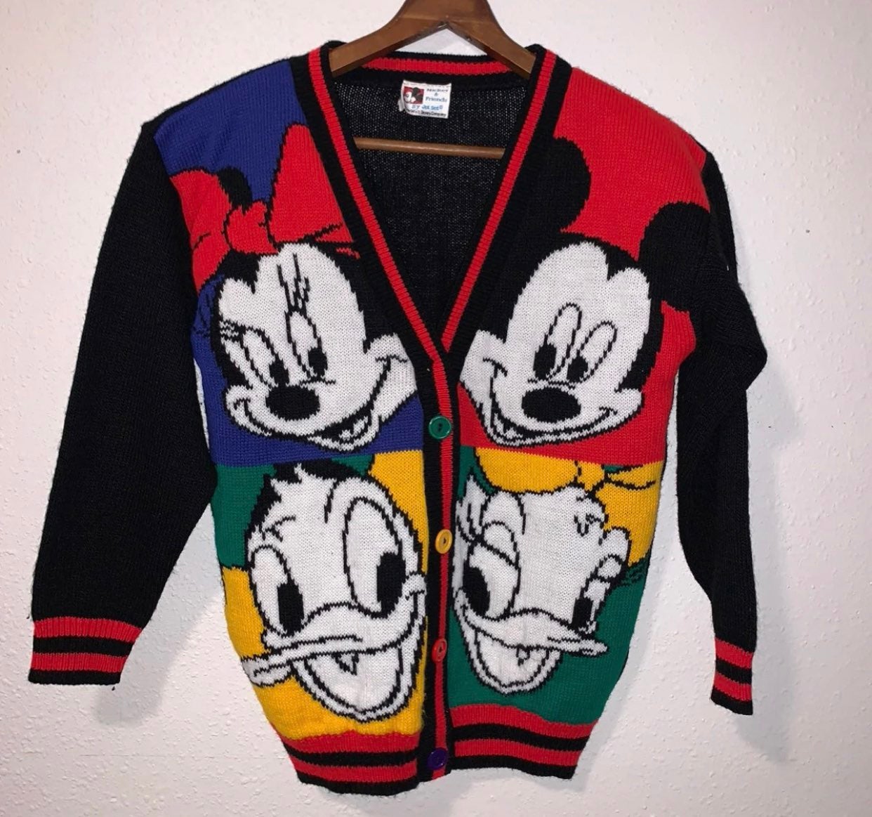 Vintage Kids Mickey and friends by Jet button sweater cardigan M 10/12
