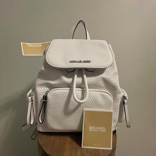 NWT Michael Kors Abbey White M Cargo Backpack