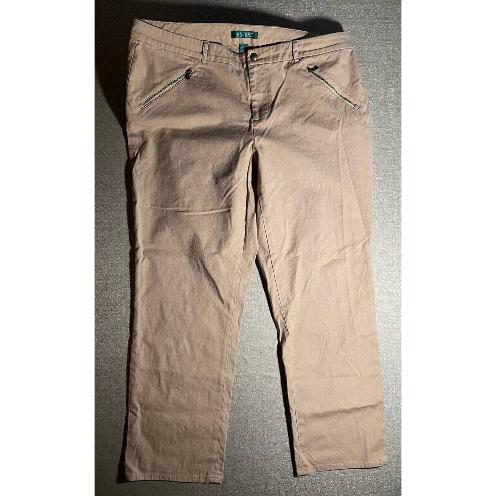 Vintage Lauren Ralph Lauren Women’s 16W Dress Pants Brown Tan Zipper Pockets