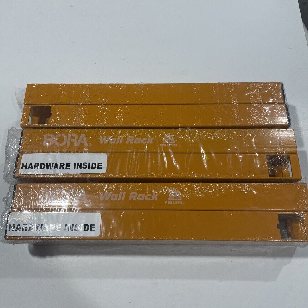 Lot Of 12 Bora Portamate Wood Storage Shelf Six Tier Wall Mount Orange PBR-001