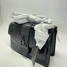 Aldo Black Croc-Embossed Crossbody Bag
