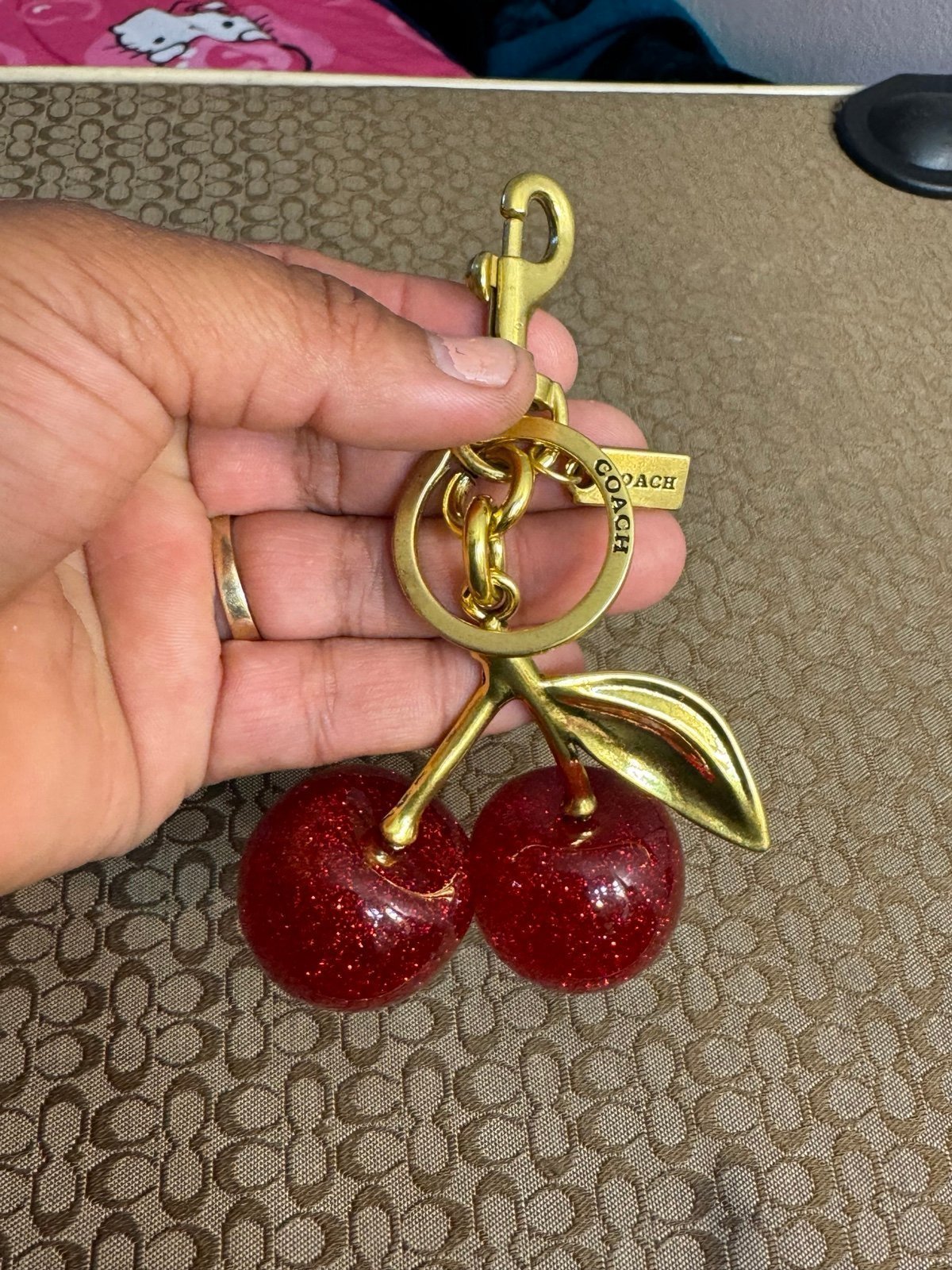 Coach cherry charm keychain