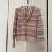Evereve Fair Isle Sweater Hoodie Size Small Cream and Pink Soft Winter Holidays