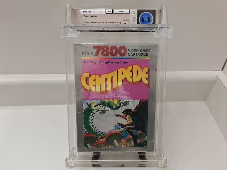Atari 7800 Video Game Centipede WATA Graded 6.0 Box New Sealed 1987 Silver Box S