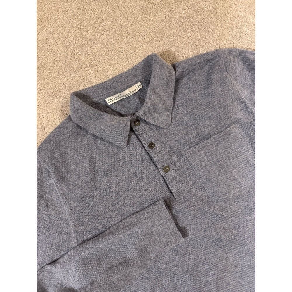 Criquet Polo Sweater Shirt Mens Size Large Baby Alpaca Blend Pullover - EUC