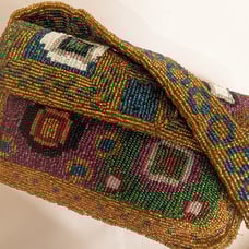bisou vintage used baguette bag beaded gold shoulder mini hand flapper