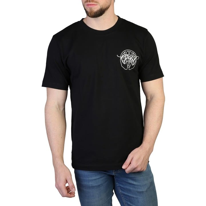 OFF-WHITE men's luxury black t-shirt with front and rear logo