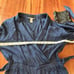 Victorias Secret Blue Black Jumpsuit Long Sleeve Satin Tie Waist Lounge Zebra S