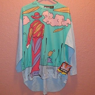 NWT Vintage NeoMax by Peter Max “Monk with Falling Leaves Henley” Sz. Med.