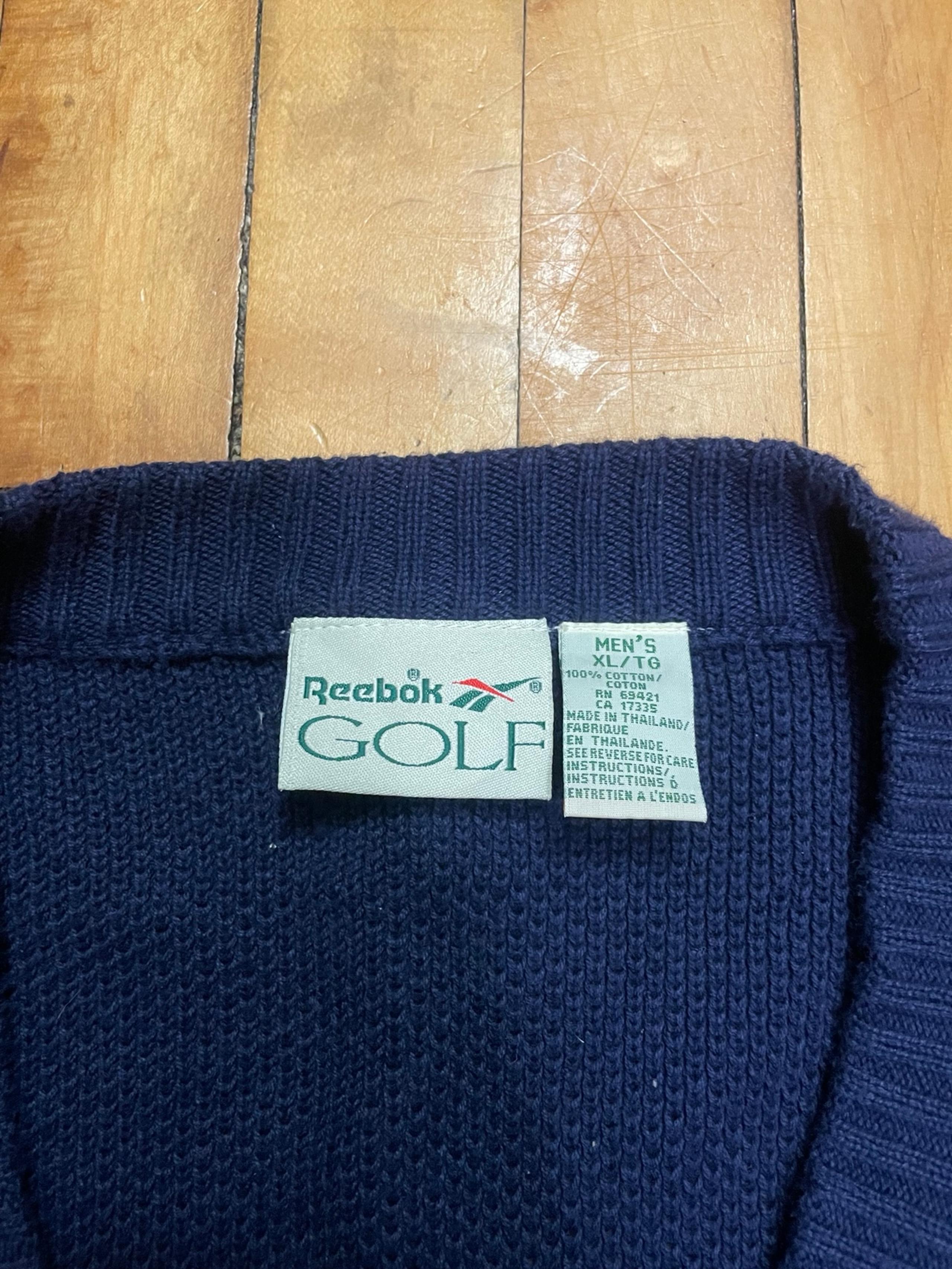 VINTAGE Reebok Sweater Mens X-Large blue Golf Sleeveless Vest Knit Casual Button