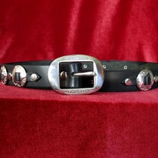 Black Leather Concho Belt 1 Wide Cow Punk Heavy Metal Ape Leather