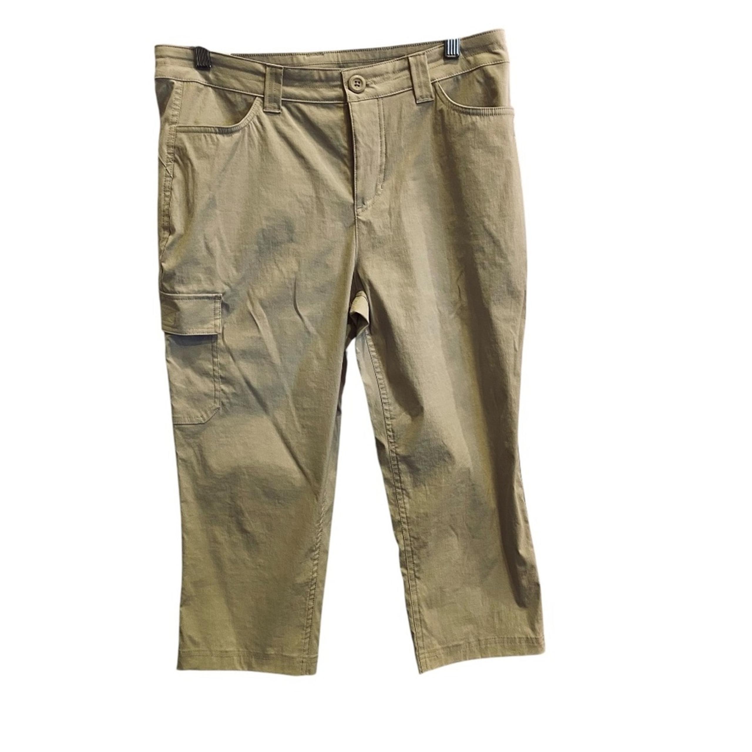 NWT EDDIE BAUER Tech Capri Pants Womens Pumice Cargo Nylon Stretch UPF 50+ sz 8