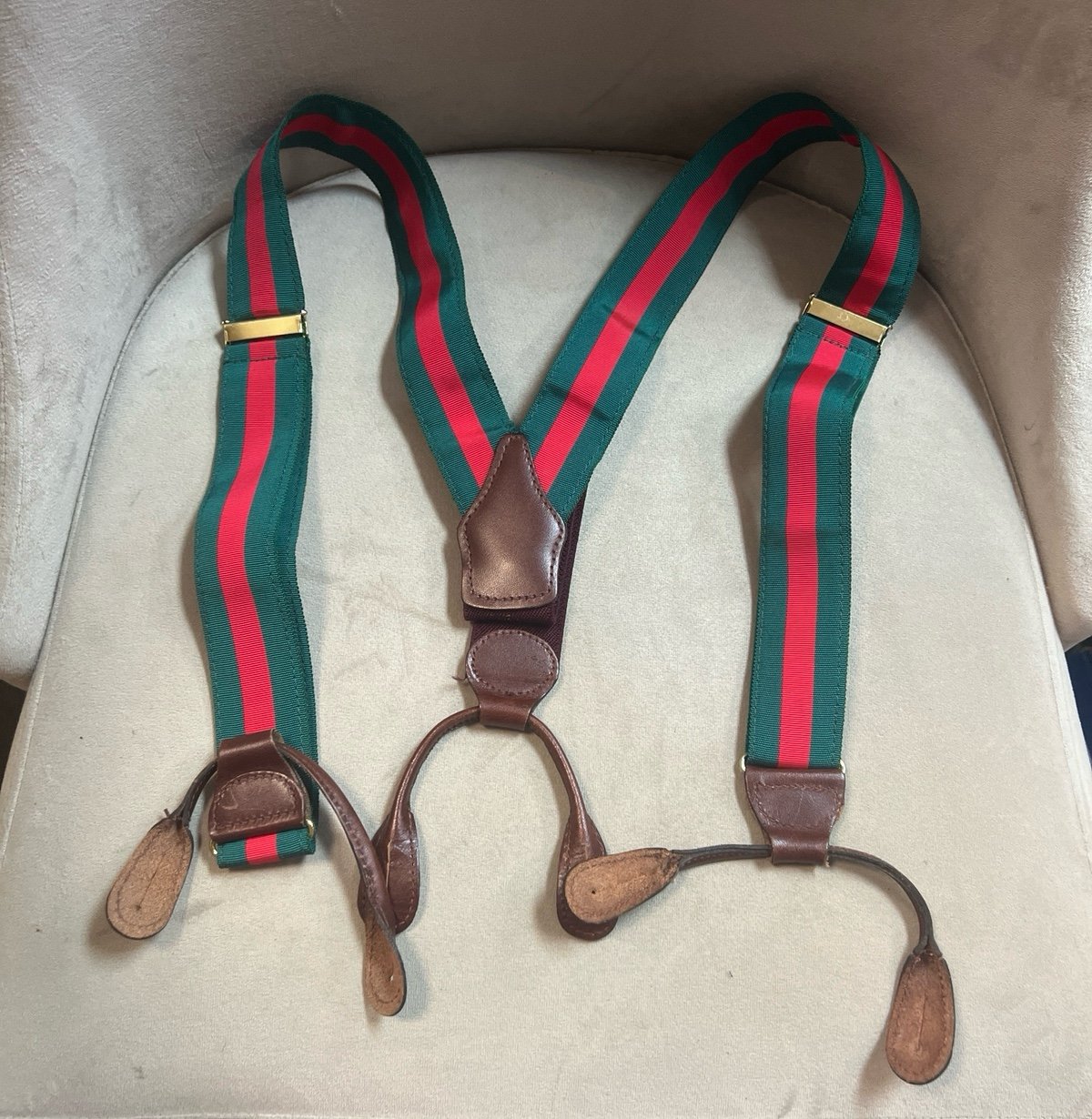J.Press Green & Red Ribbon Suspenders