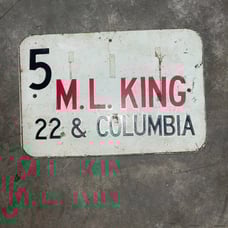 Vintage metal sign 5 ML King 22 & Columbia road sign?