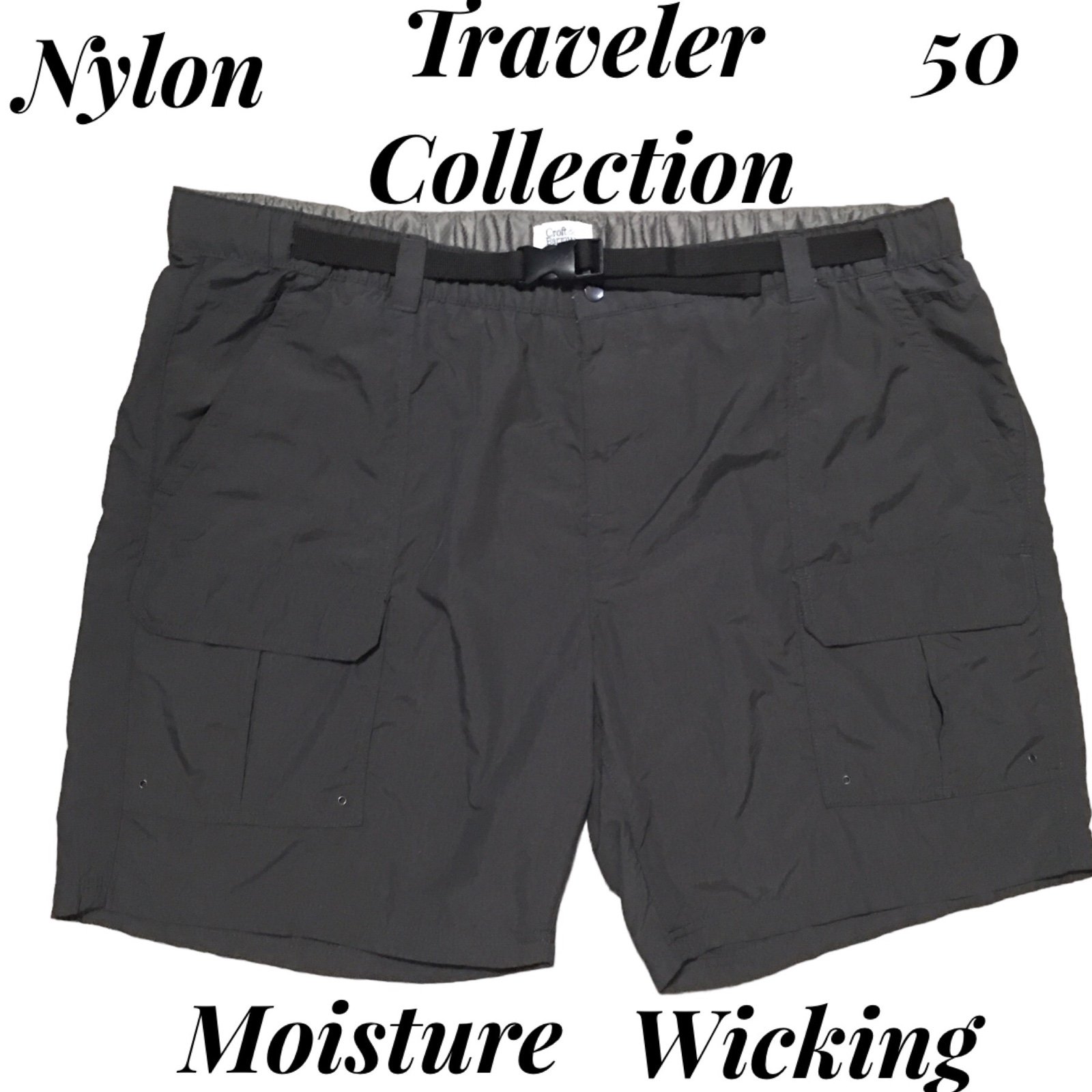 Croft & Barrow 50 Green 100% Nylon Side Elastic Hiker Shorts LIKE NEW!