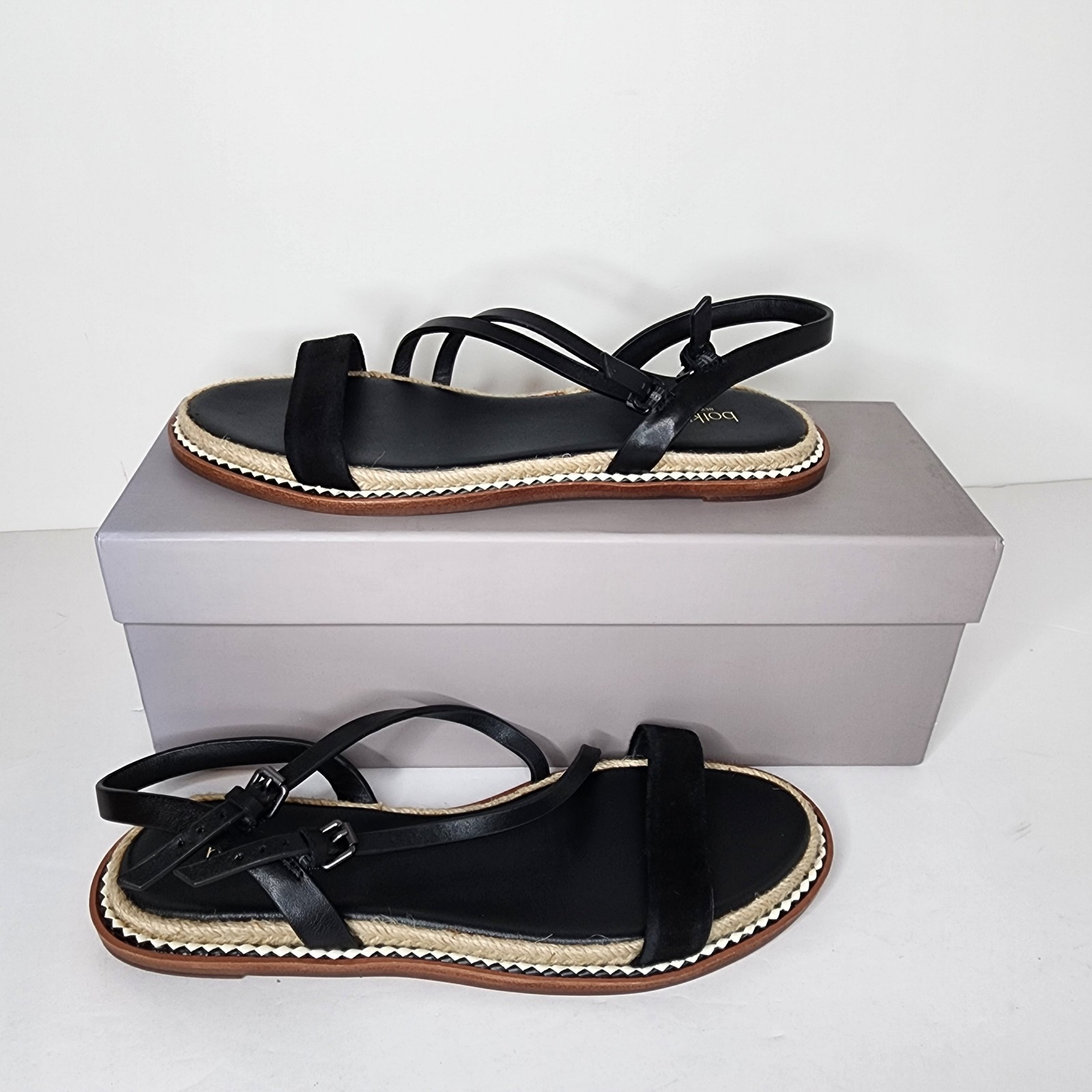 Botkier Island Black Strappy Flat Sandals Size 7