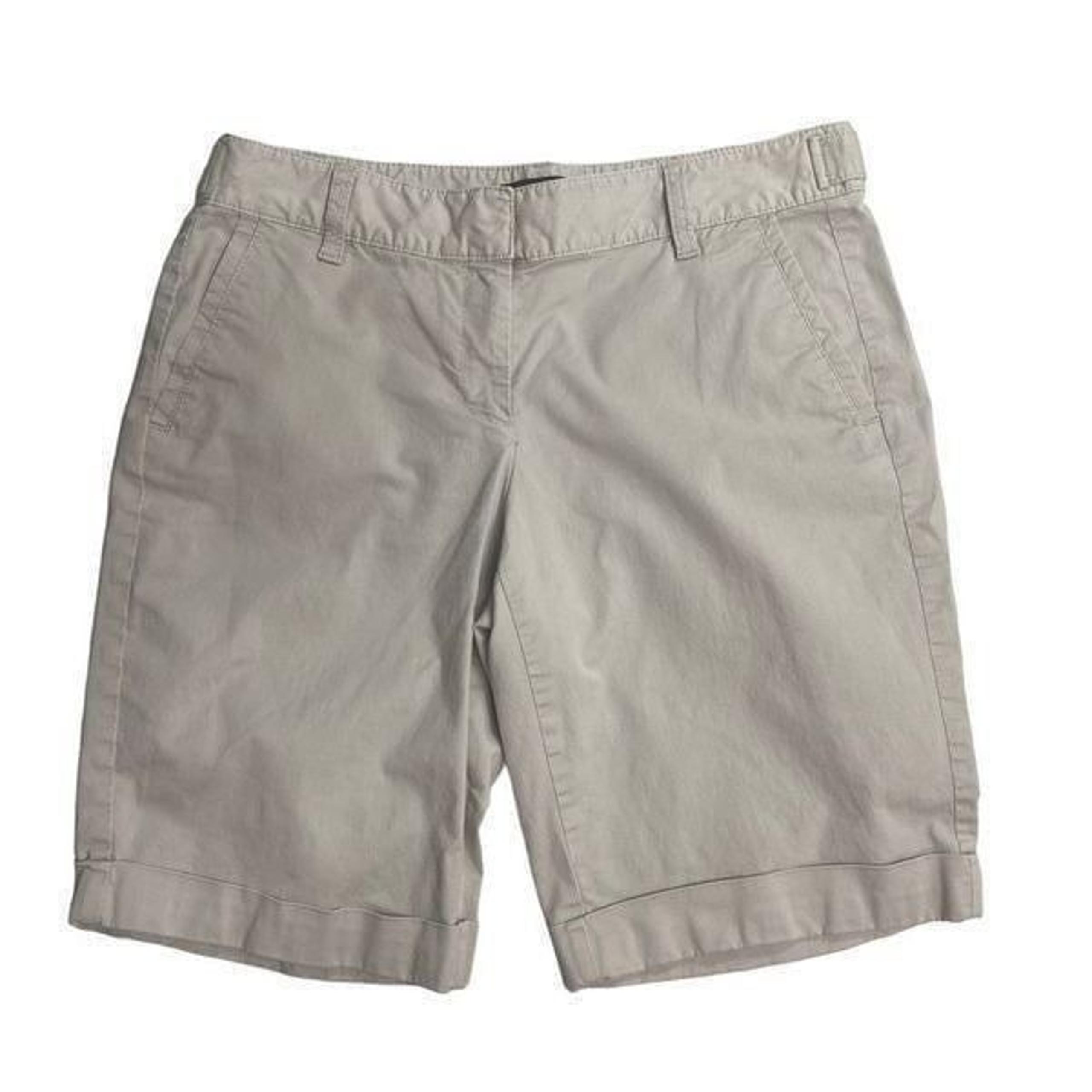 ANN TAYLOR Khaki Cuffed Bermuda Shorts Size 8 Tan