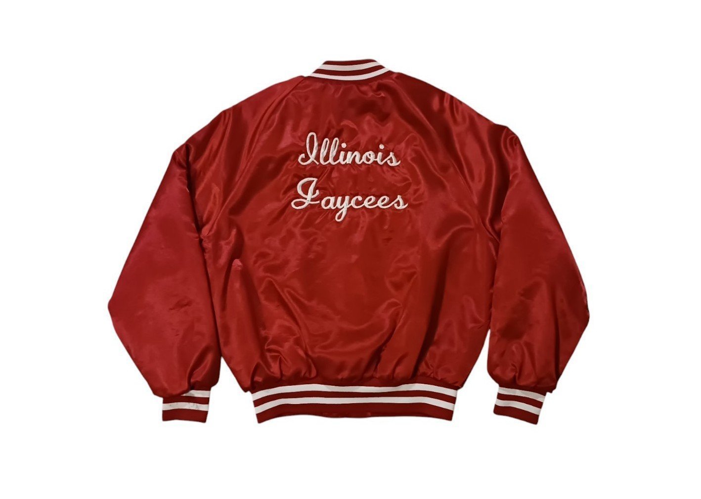 Vintage 80's Illinois Jaycess President Club Satin Varsity Bomber Jacket (M)