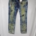 Copper Rivet Distressed Slim Fit Paint Drip Denim. Sz. 36/34
