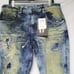 Copper Rivet Distressed Slim Fit Paint Drip Denim. Sz. 36/34