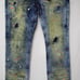 Copper Rivet Distressed Slim Fit Paint Drip Denim. Sz. 36/34