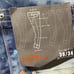 Copper Rivet Distressed Slim Fit Paint Drip Denim. Sz. 36/34