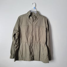 Gap Field Jacket Women's Large Military Green Canvas Zipper, Pockets NWT