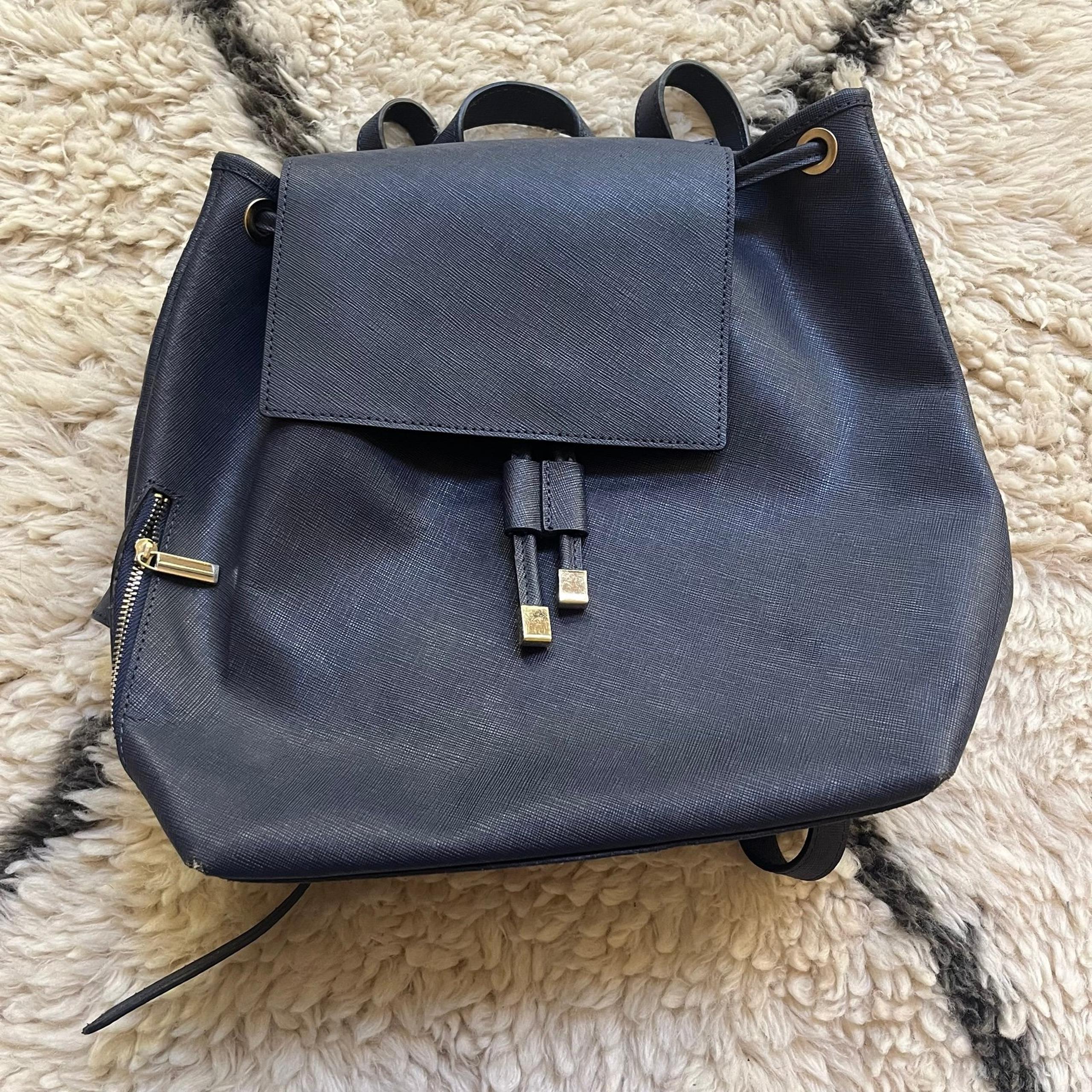 Barney’s New York navy blue leather backpack purse