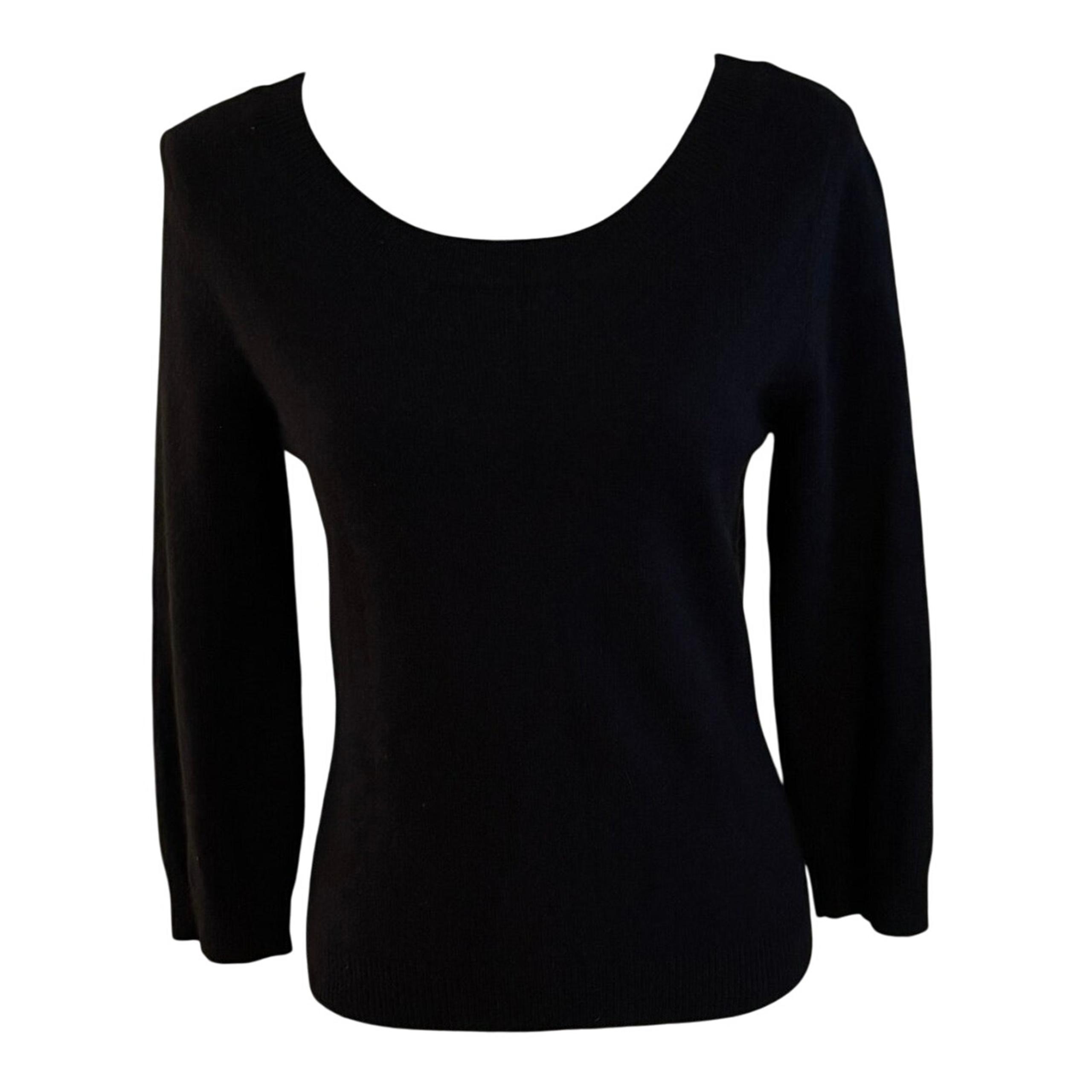 Garnet Hill Size S Cashmere Blend Scoop Neck Sweater Black Minimal Capsule