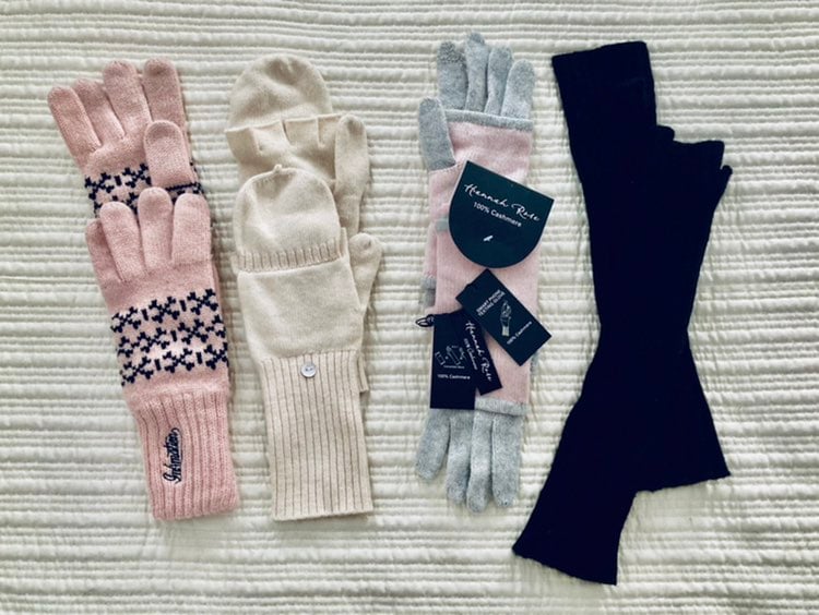 Four pairs cashmere /wool gloves