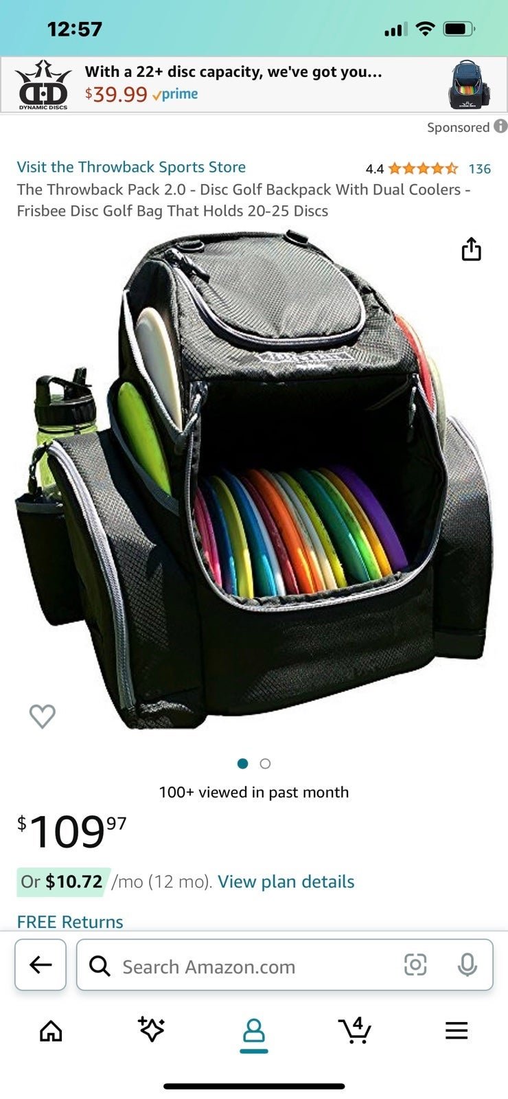 Disc golf bag