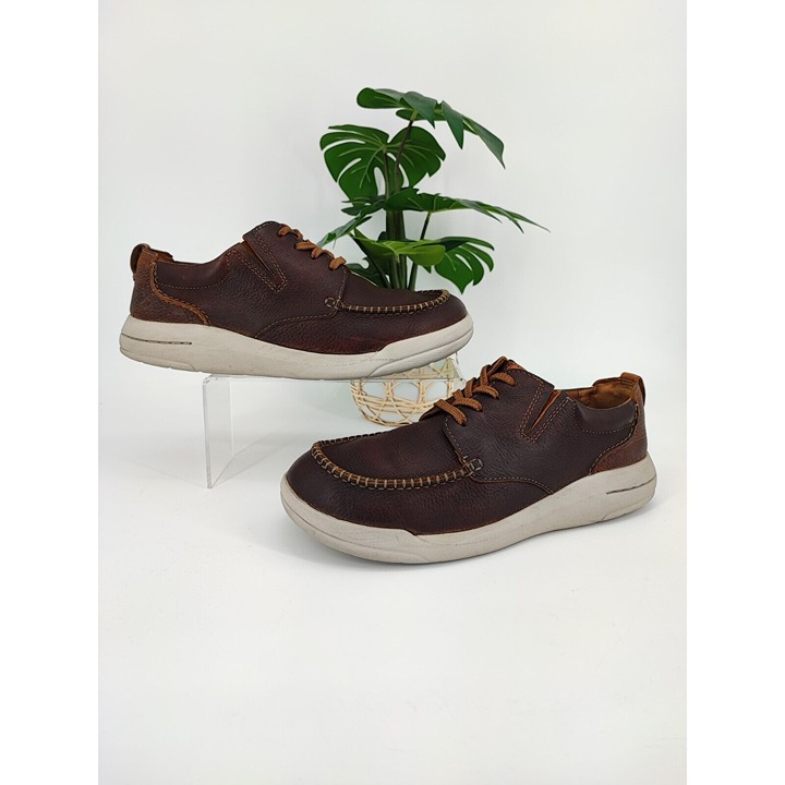Clarks Men's Driftway Low Brown Leather Casual Moccasin Shoes Size 10.5 US