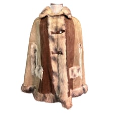 VINTAGE Bohemian Rhapsody Hippie 1960s-70s Original Suede-Faux Fur Cape