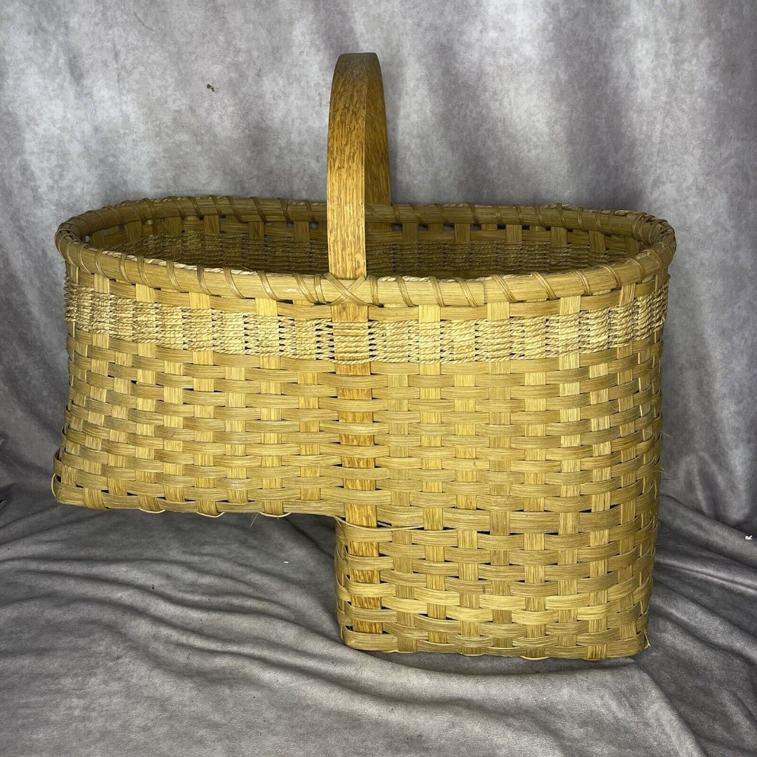 Vintage Handcrafted Wicker Woven Staircase Step Basket EUC