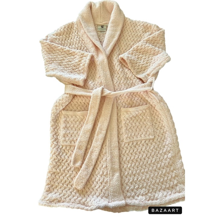 Kashwere Women's Light Pink Soft Warm Cozy Basket Weave Robe With Two Pockets
