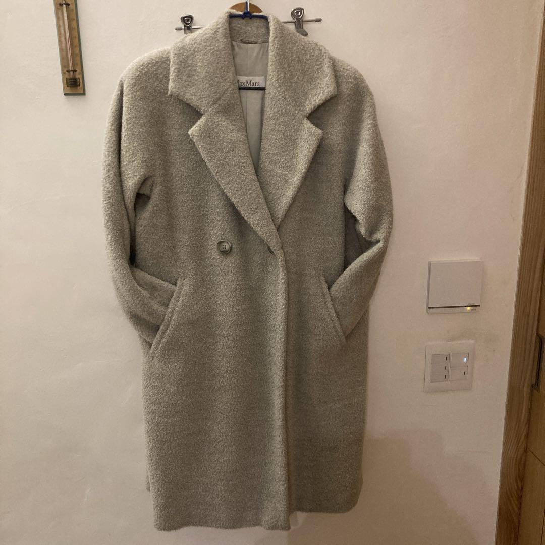 Max Mara Long Coat, Alpaca Blend, Double Breasted, Greige, Size 38